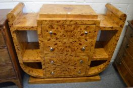 A stylish Art Deco style burr wood sideboard.