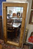 A unusual large mirror with pine and aluminium frame.