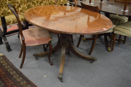 A 19th century mahogany and rosewood cross banded oval tilt-top breakfast table.