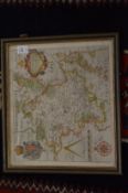 A part hand coloured map of Worcestershire and the surrounding area together with a small map of