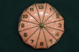 An umbrella clock with enamel decoration (faults).