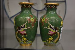 A small pair of cloisonne vases.