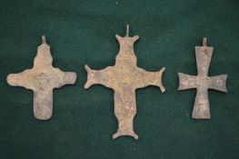Small group of bronze crucifix's.