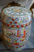 A Chinese painted pottery barrel seat.