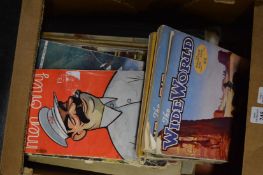A box containing mid 20th century illustrated books to include The Wide World, Men Only etc.
