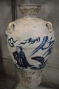 An unusual large Chinese blue and white vase.