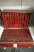 A set of Tennyson's works, leather bound in a matching case (faults).