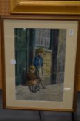 Robin Tanner, Two boys by a house, oil on board, signed.