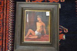 Stephen Meyler, Young Captive, study of a young man in an interior, oil on board together with