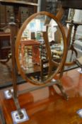 Mahogany dressing table mirror, an occasional table and a chair.