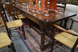 A good large oak refectory dining table, 274cm x 92cm.