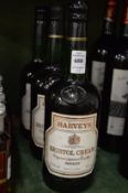 Harveys Bristol Cream, three early bottles.