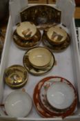 Satsuma cups and saucers etc and Japanese eggshell tea ware.
