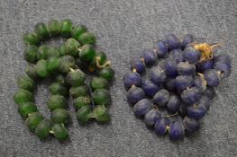 Two early glass beaded necklaces.