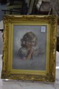 A good pair of Continental portraits of young children, oil on canvas, in gilt frames, signed.