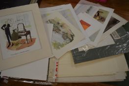 A folio of assorted prints, etchings and engravings, approx 70.