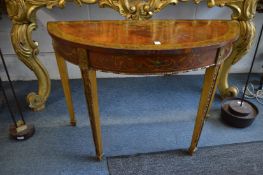 A good 19th century satinwood and painted demi-lune Neo Classical Revival table.