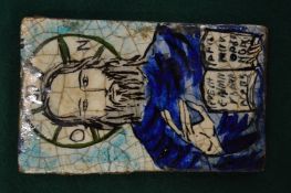 An Islamic terracotta tile depicting Jesus.