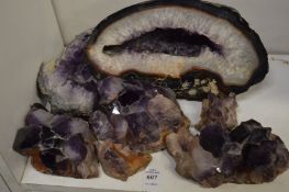 A good collection of amethyst crystals.