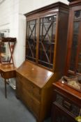 A George III mahogany bureau bookcase, possibly a marriage.