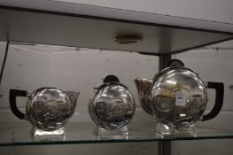 A stylish Art Deco three piece plated tea service.
