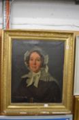 Victorian head and shoulders portrait of a lady, oil on canvas in a decorative gilt frame.