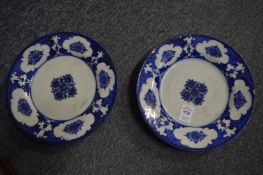 A pair of blue and white plates.