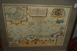 A collection of framed and glazed maps etc.