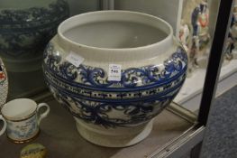 Large blue and white jardiniere.