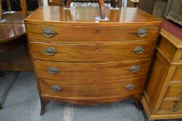 A George III mahogany four drawer bow front chest of drawers.