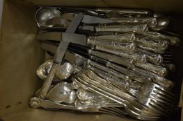 A large quantity of Kings pattern plated cutlery.