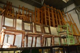 Maple and Co, a set of four dining chairs for upholstery and a pair of painted chairs.