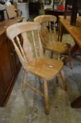 A pair of kitchen chairs.