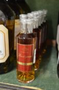 Rastignac XO cognac, six 100ml bottles.