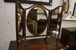 A mahogany folding dressing table mirror.