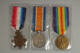Robert G Frisby, Kings Royal Rifle Corps, Pte 12298, trio with ribbons, 1914-1915 Star.
