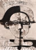 Alexander Zadorin (b. 1941), 'Jester', ink and acrylic, signed and dated 92, 26