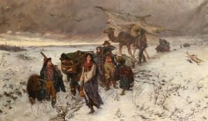 After Alfred von Wierusz-Kowalski, The Travelling Circus, oil on canvas, 32