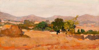 Nicolai Kalmikoff / Nace Kalmukoglu (1896-1954) Ukraine, a summer landscape view with mountains