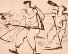 Morris Kestelman (1905-1988), a group of three etchings of figures in fields or on a beach, all
