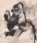Mark Adlington (b. 1965), 'Gorillas, London Zoo', mixed media including charcoal, crayon and