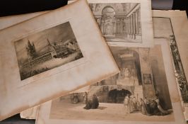 A Collection of eight architectural prints and engravings, unframed, (8).