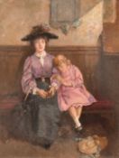 William J. Urquhart (late 19th Century), a mother and her sleeping child, oil on canvas, signed, 18