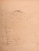 Attributed to John Linnell (1792-1882), a landscape view, mixed media heightened in chalk, inscribed