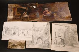 David Law (1831-1901), a collection of thirteen unframed watercolours and pencil drawings and