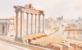 Circle of Samuel Prout, figures by an archway (possibly Canterbury), watercolour, 10