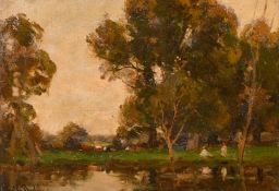 John Noble Barlow (1861-1917), 'The Pond Shere', oil on canvas, signed, 10