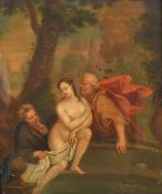 18th Century probably Flemish School, Susanna and the Elders, oil on canvas, 11