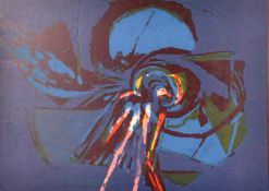 A good group of ten large 20th Century prints, John Bellany, Denis Hawkins and others, unframed,