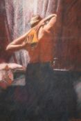Olsen, 20th Century, figure washing at a sink, pastel, signed, 10